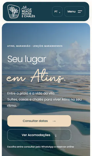A mesma página, na tela de um celular.