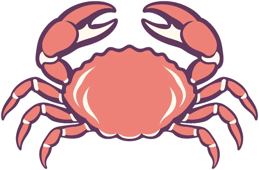 Ilustração: um caranguejo, desenhado de um jeito simples e simpático.